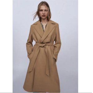 Zara Camel Wool Belted Coat